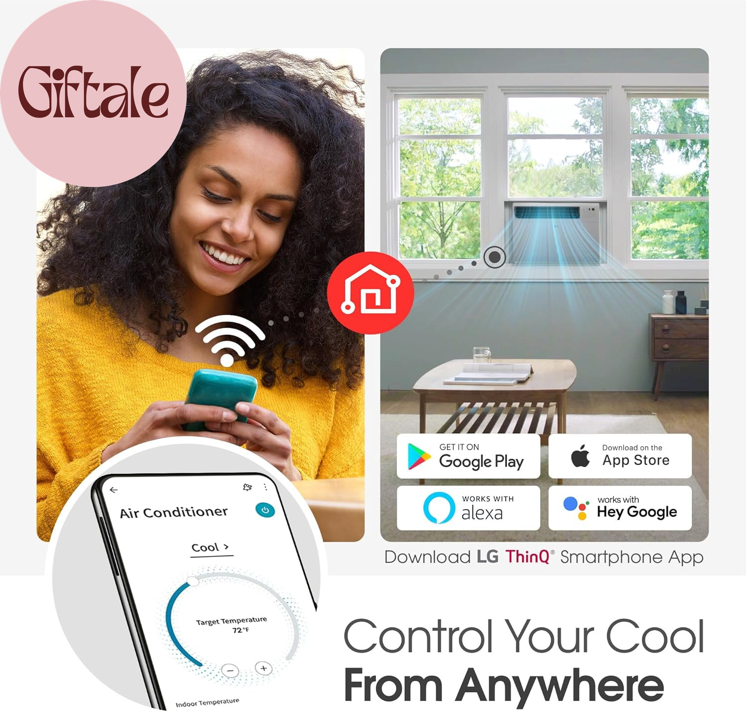 14000 BTU Window Air Conditioner Energy Saving Dual Inverter Remote Control Wifi