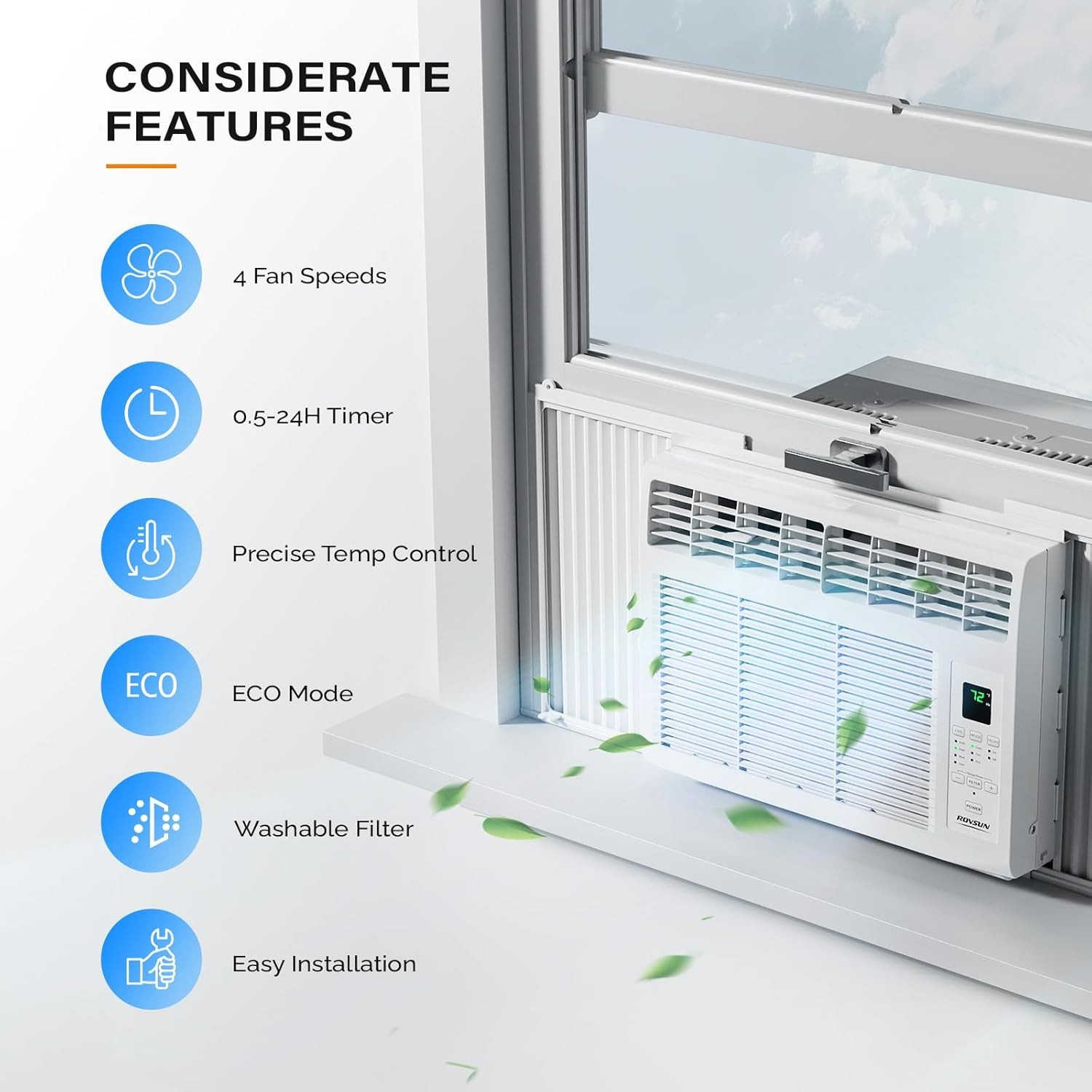 ROVSUN 5000 – 6000 BTU 115V Window Air Conditioner Remote Control Home Apartment