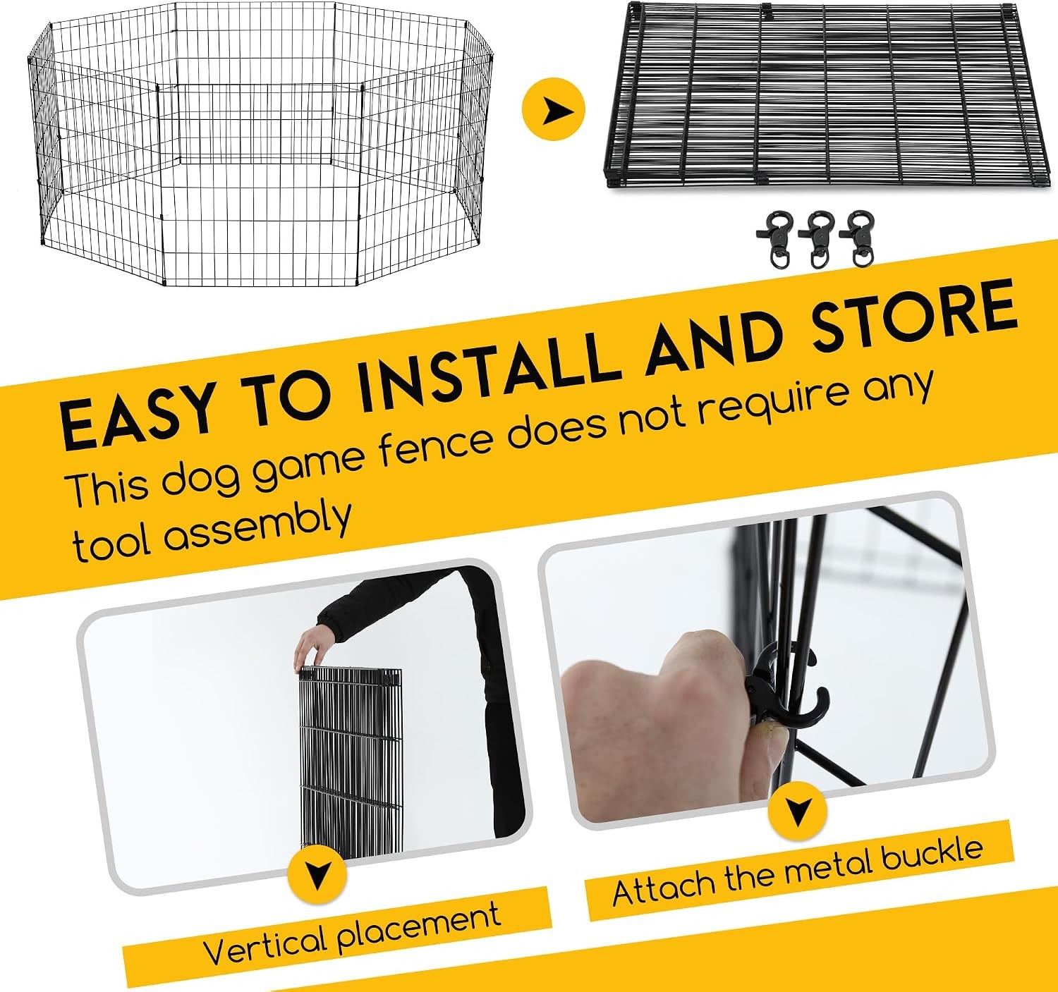 FDW 24 Inch Dog Pen 8 Panel Dog Playpen Indoor Outdoor Metal Puppy Pet Fence Por