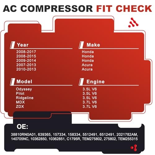 AC Compressor for Honda Odyssey Pilot Ridgeline Acura MDX ZDX | OE Replaces