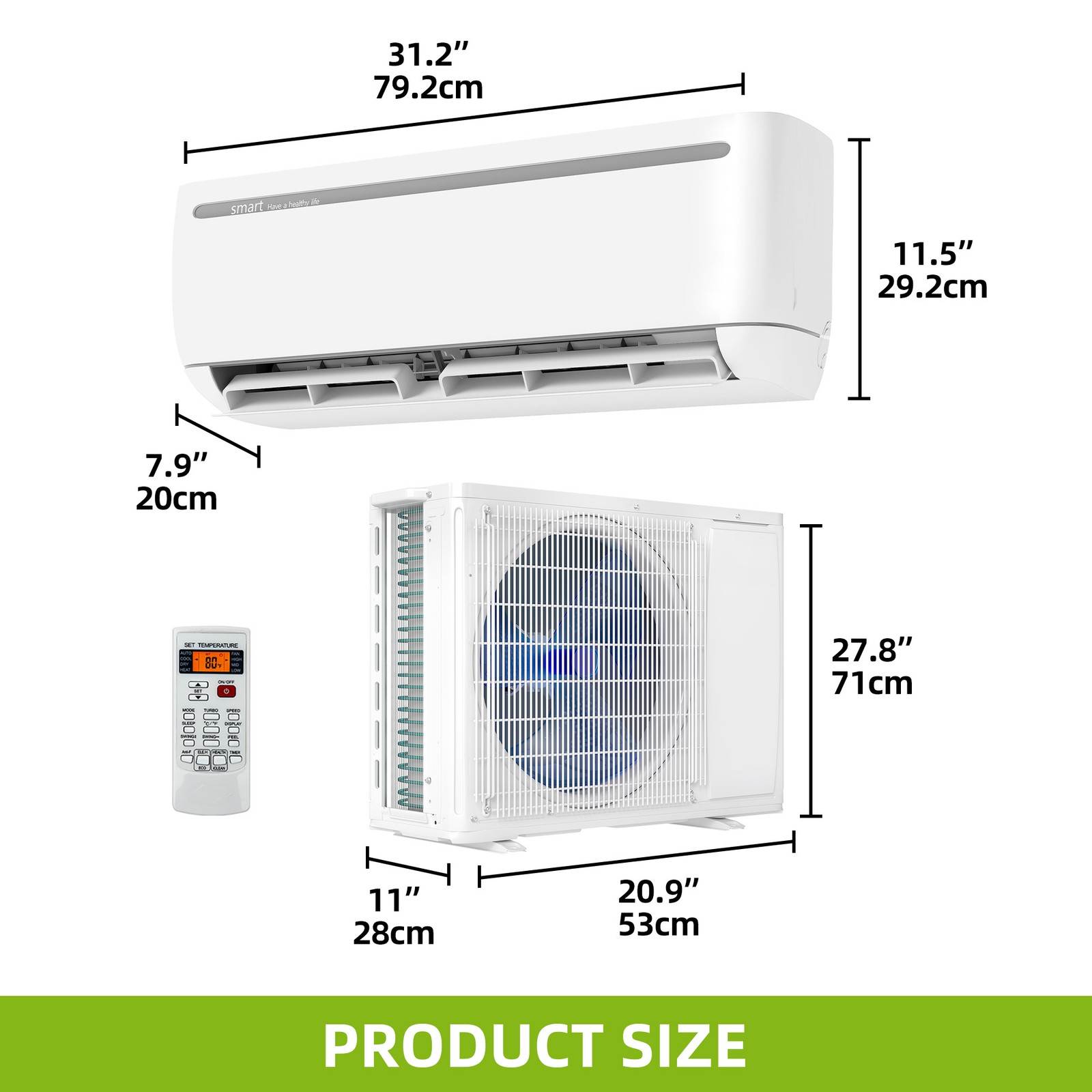 18000 BTU Ductless Mini Split Heat Pump – 19 SEER2, 208-230V Power 18K