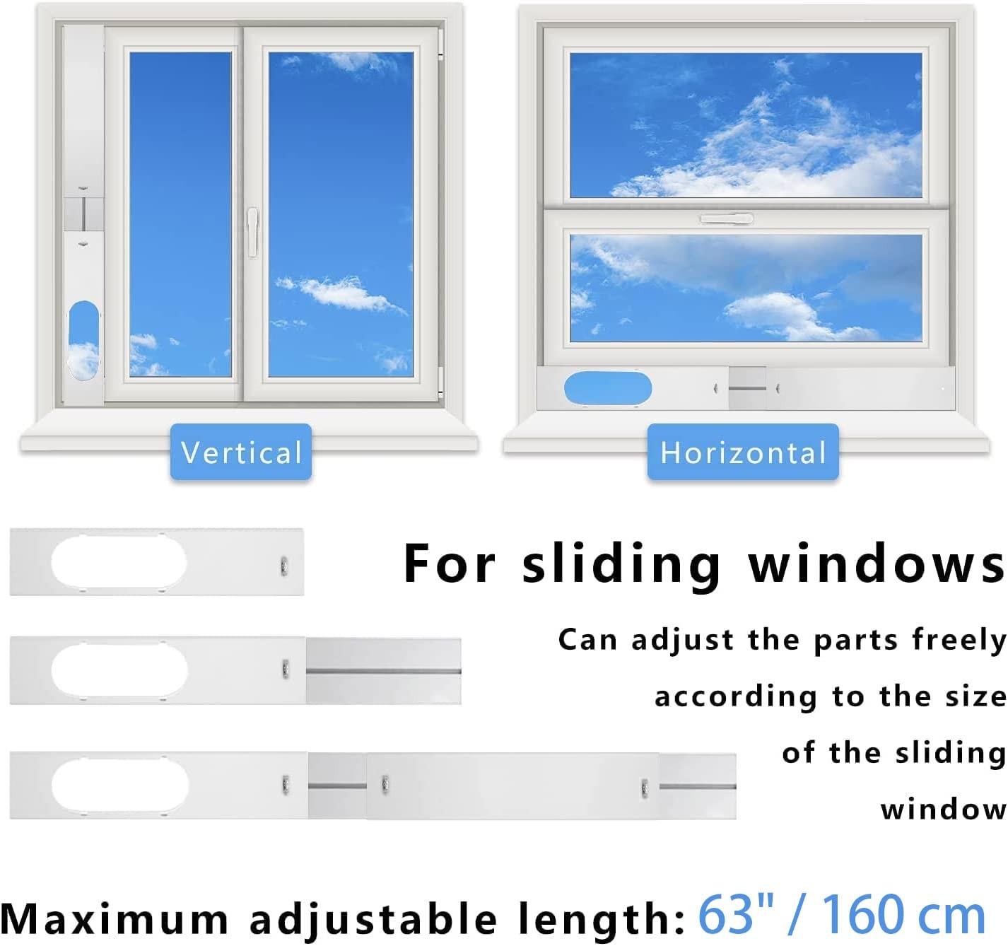 Portable Air Conditioner Kit with Adjustable Window Seal and Hose for Window AC