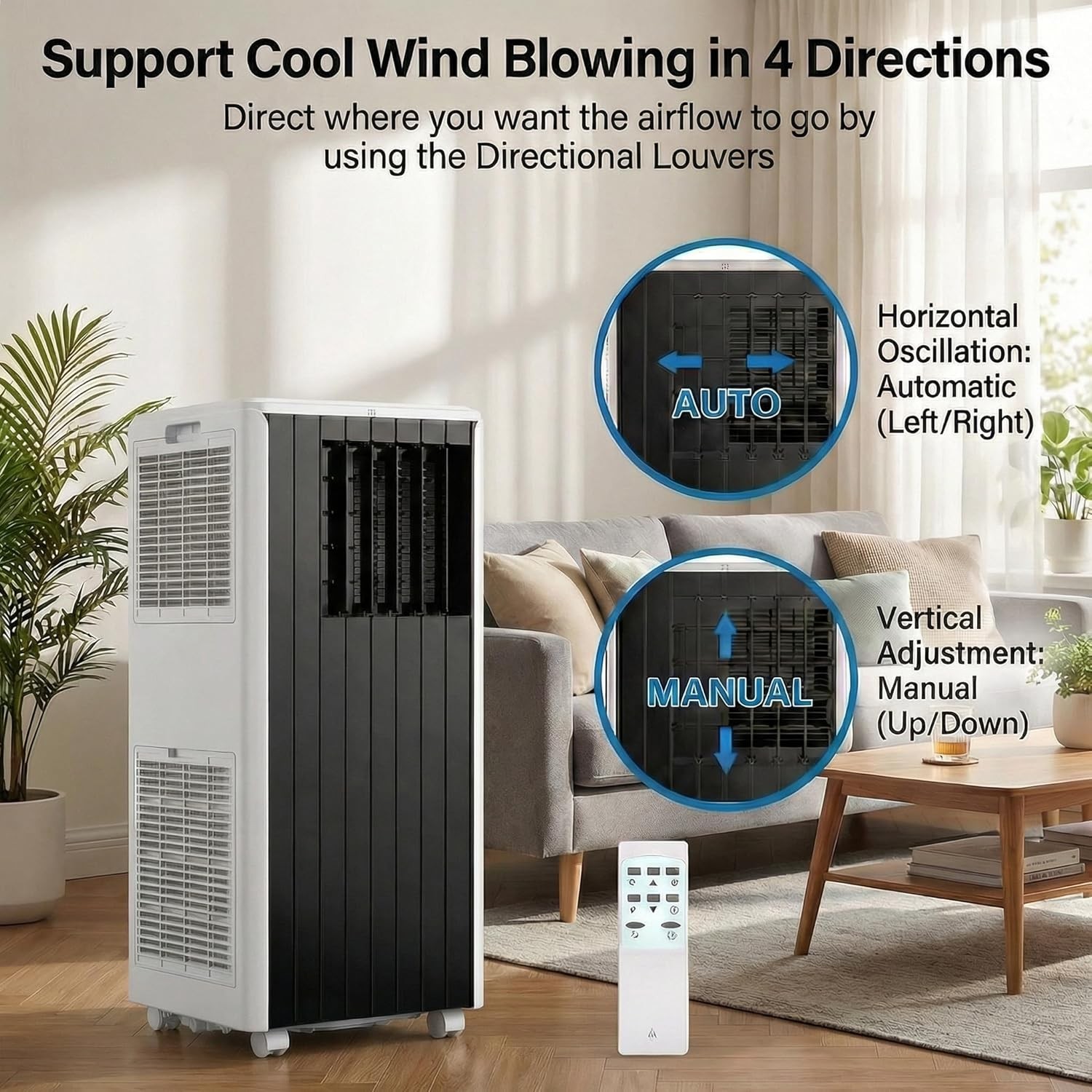 ✅8000 BTU Portable Air Conditioners, 3-in-1 Cools Large Rooms, Quiet AC with Fan