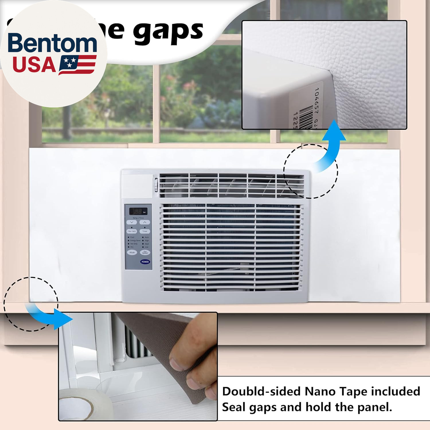 BJADE’S Window Air Conditioner Side Insulated Foam Panel, One-Piece Full Surroun