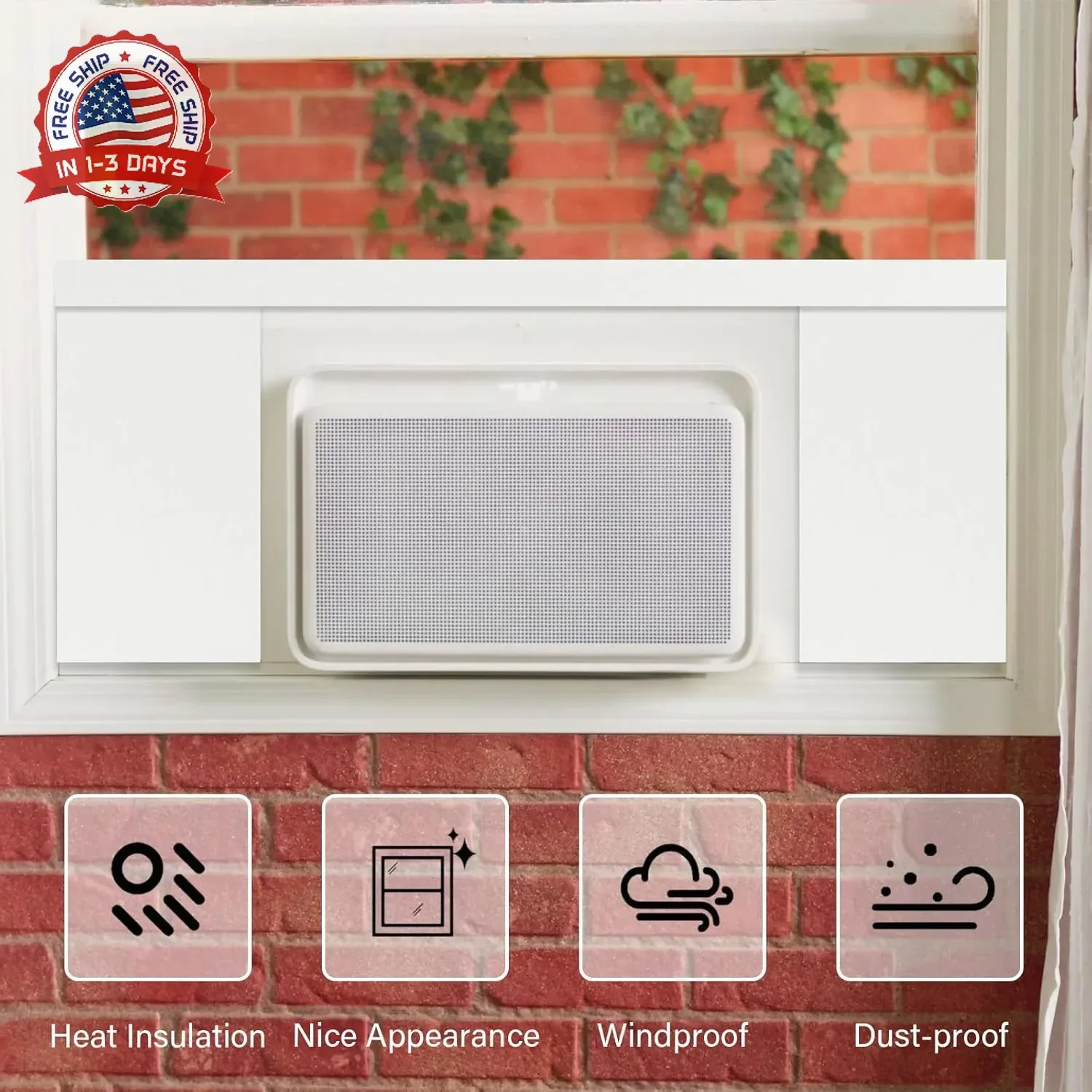 Window AC Insulation Foam Panels Side Surround Kit 2 Pcs for Room Comfort