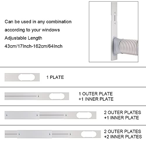 Portable Air Conditioner Window 5.9″ Diameter Kit & Exhaust Hose 59″ Length