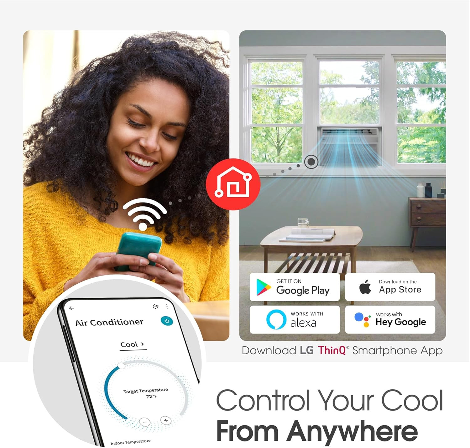 LG 6000 BTU Window Air Conditioner[2024 New] Remote Control, Wifi Enabled Works
