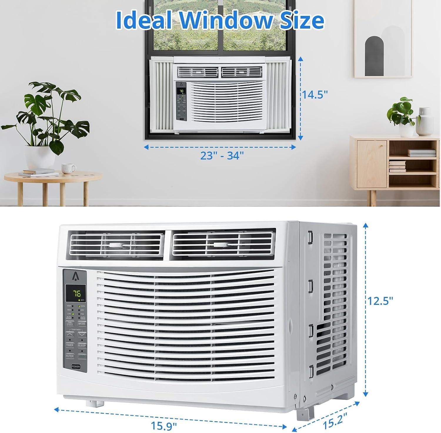 6000 BTU Window Air Conditioner Cools 250 Sq.Ft Window AC Unit with Remote 115V