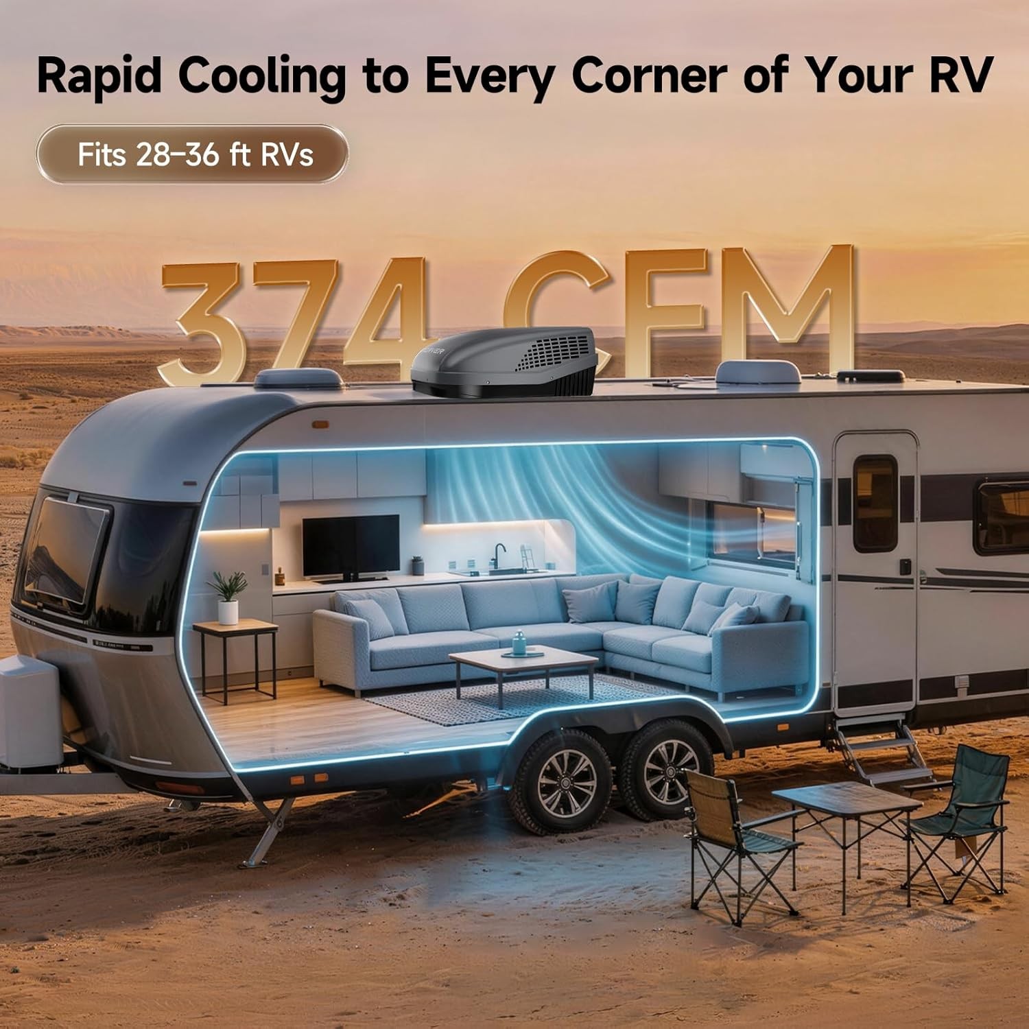 RV Rooftop Air Conditioner 18000 BTU for Ducted/Non-Ducted APP & Voice Control