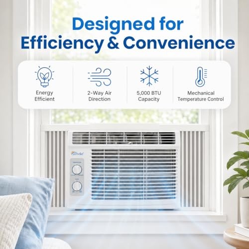 5,000 BTU Window Air Conditioner, Cools Up to 150 Sq. Ft., Easy to 5000 BTU