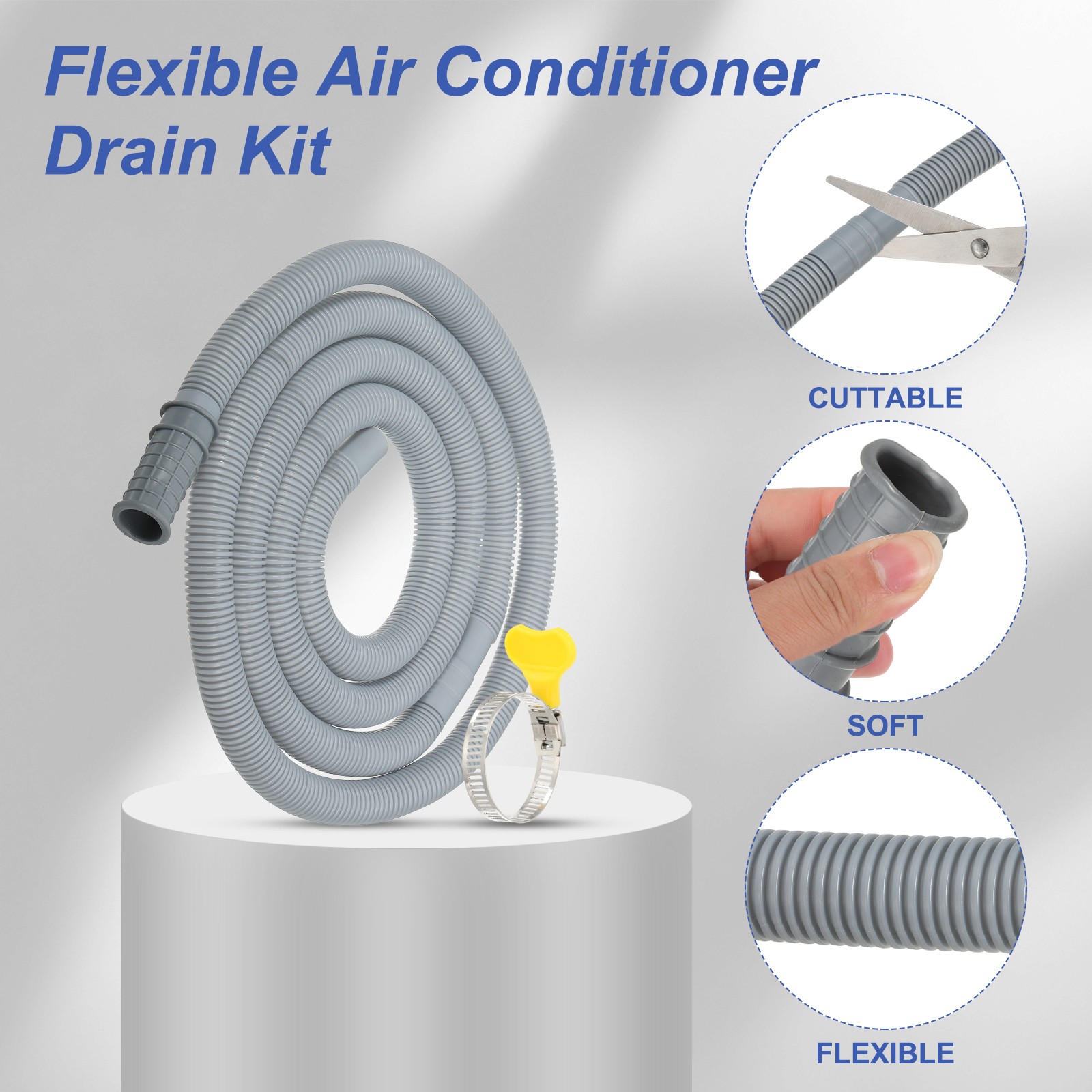 6.6Ft Exhaust Pipe for Air Conditioner with Grey Band 2Set
