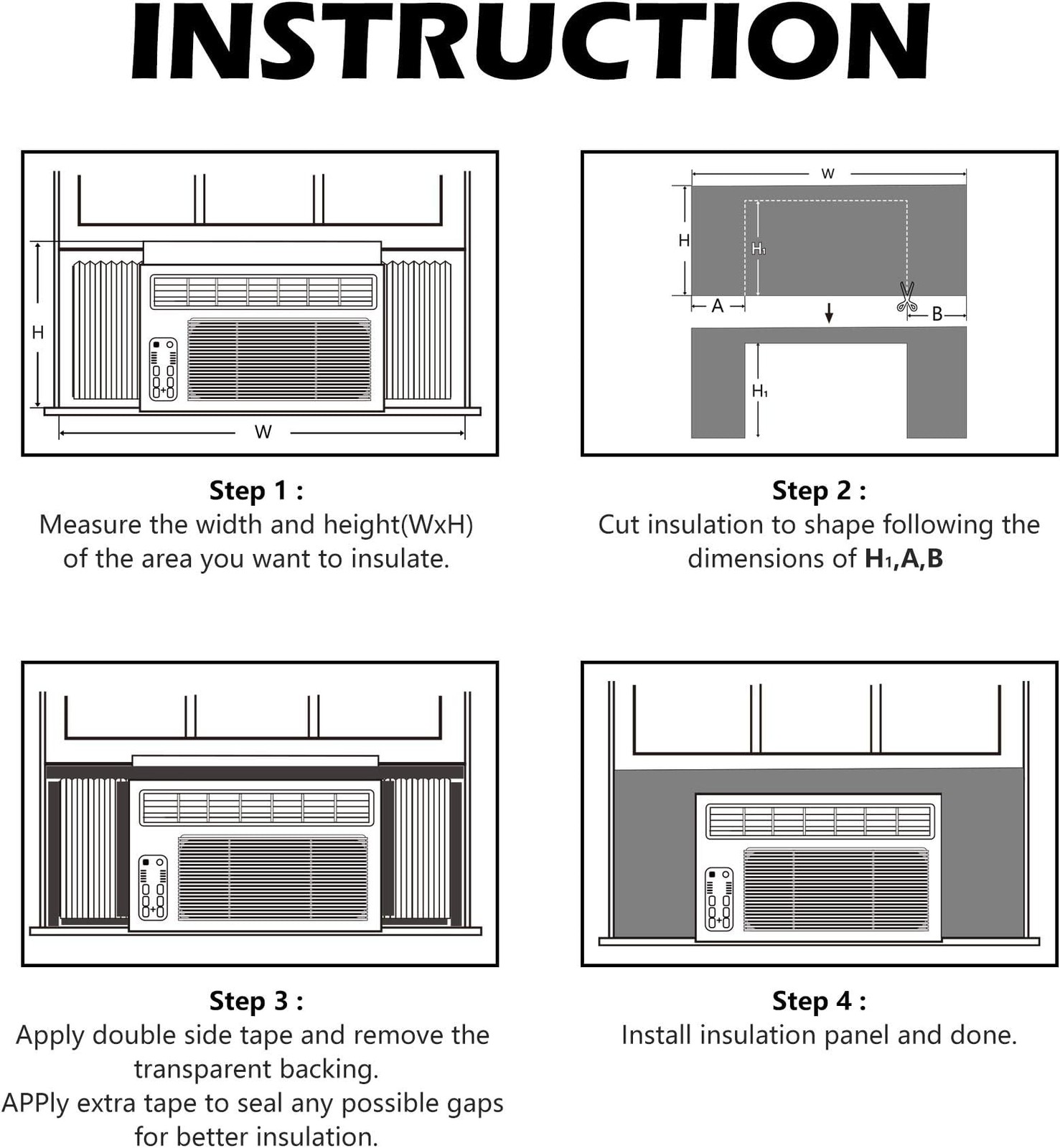 BJADE’S Window Air Conditioner Side Insulated Foam Panel, One-piece Full Surr…