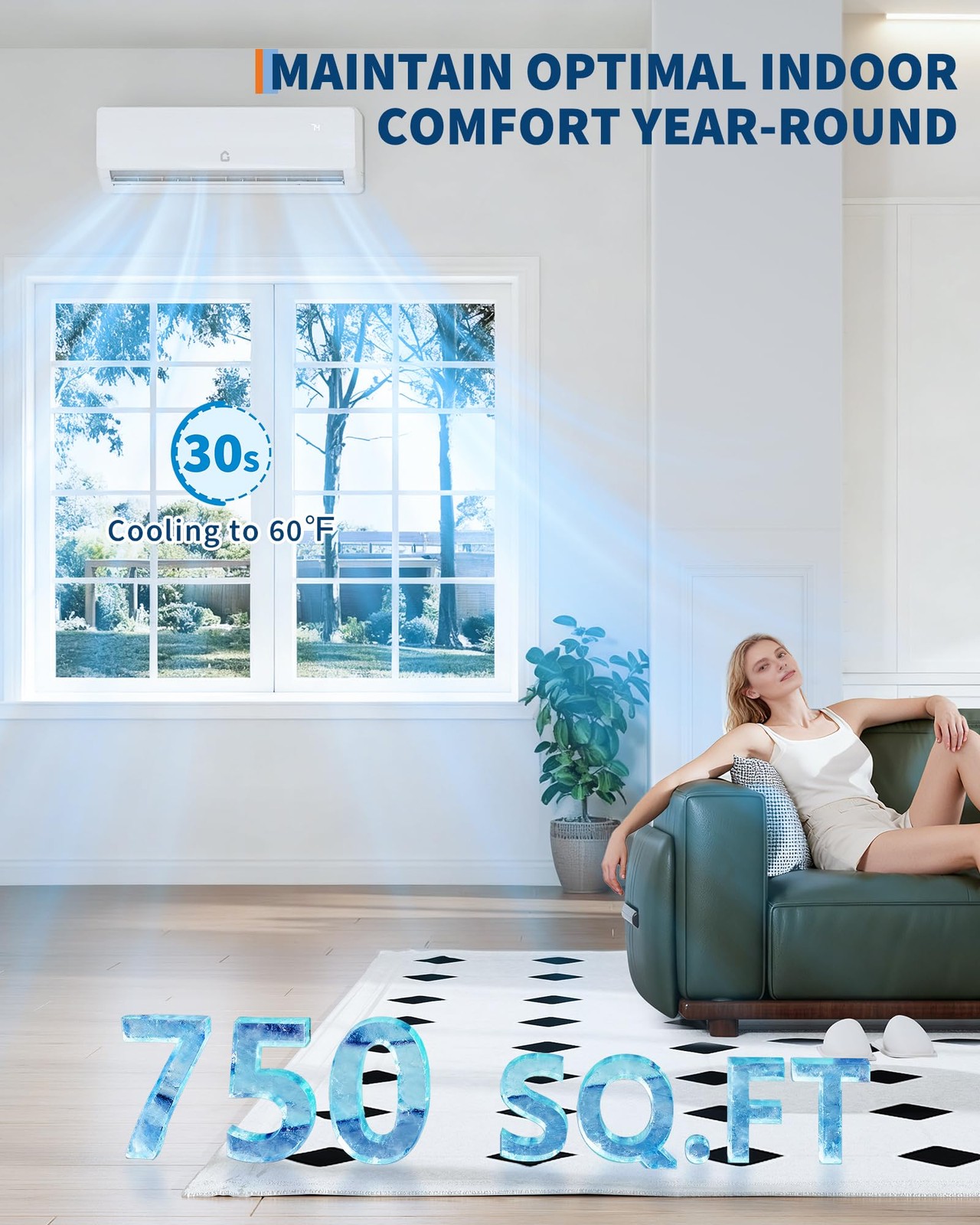 12000 BTU High Efficiency Hyper Series Mini Split Heat Pump Air Conditioner 230V