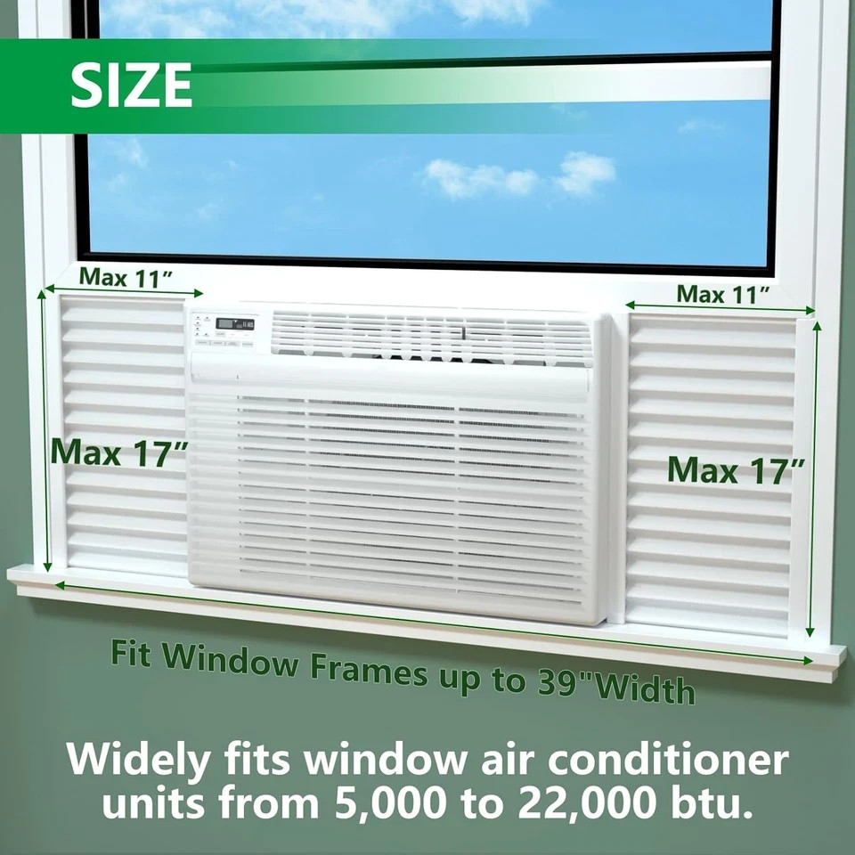 Window AC Insulated Side Panel Kit – 2-Pack with Pressure Strips (White)