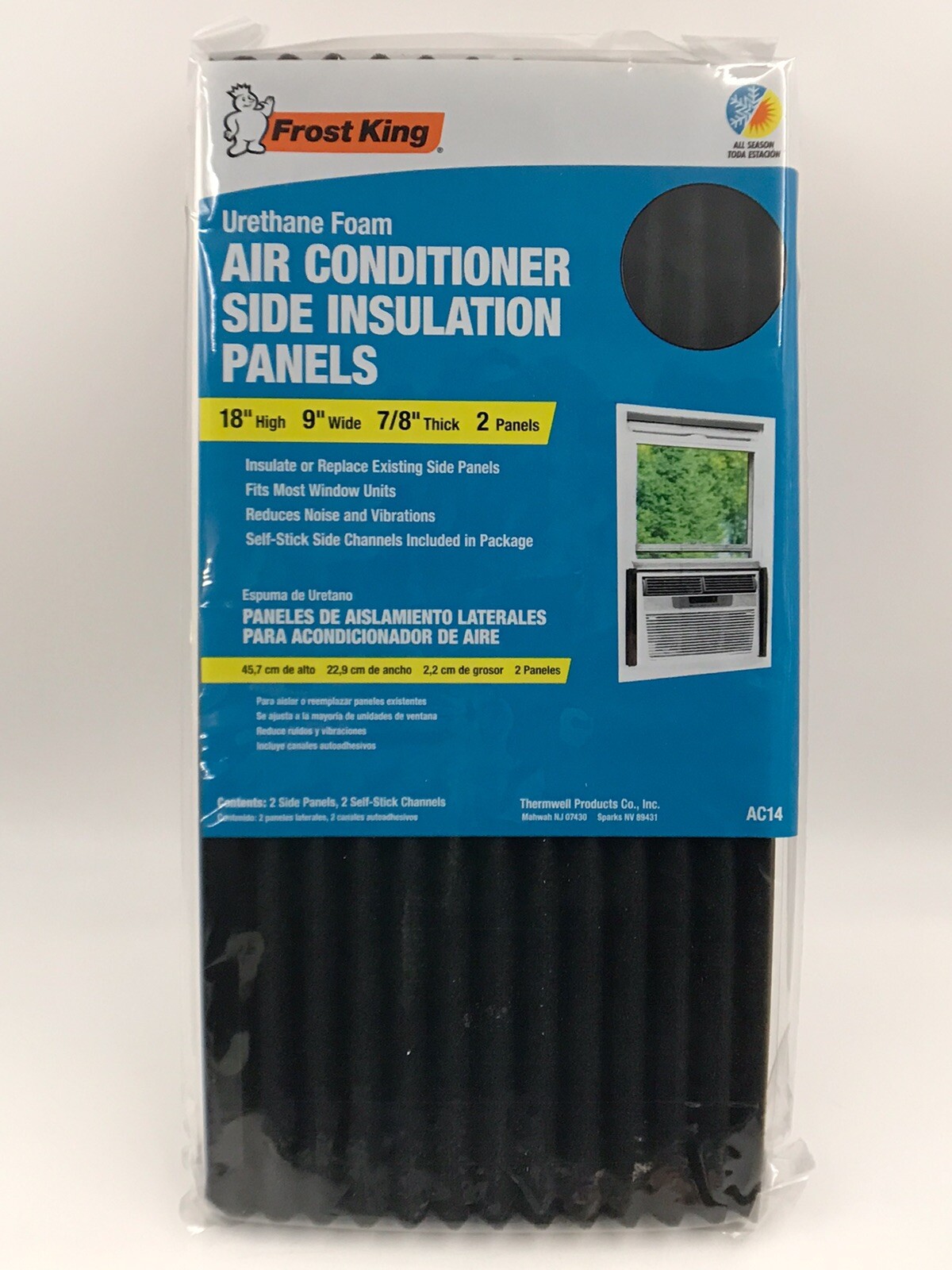 Window AC Foam Side Panel Kit 9x18x7/8 2-Pack Insulation Panels New AC14H