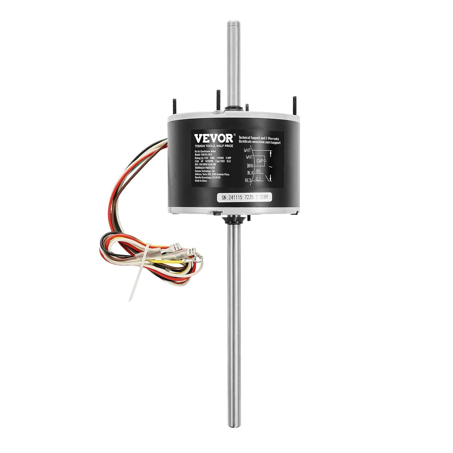1/3HP RV Air Conditioner Motor with Capacitor, AC115V 3A, 1675 RPM, Replacement