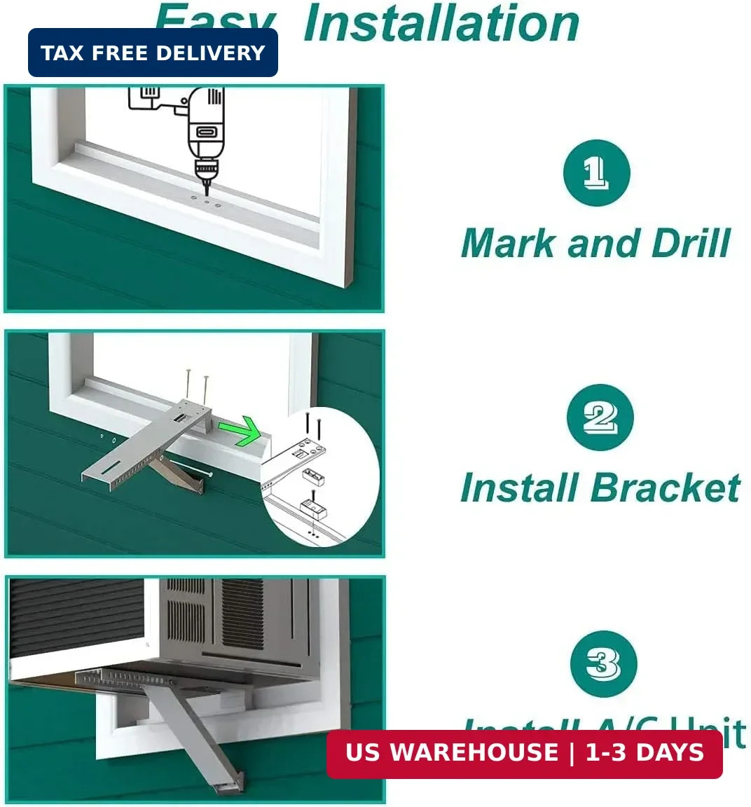 Daisypower Window Air Conditioner Bracket Heavy Duty, Sturdy Structure Supports