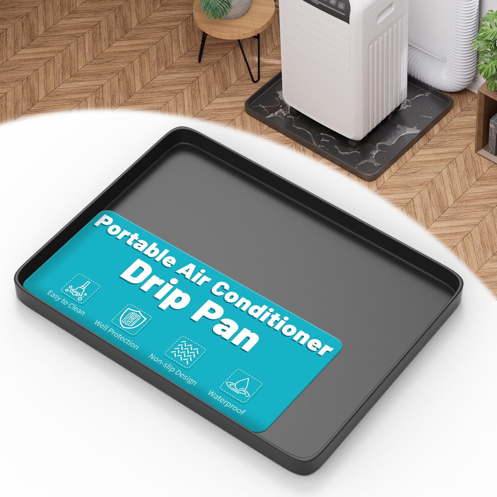 Portable Air Conditioner Drip Pan, 23.6″ x 19.7″ x 0.75″ Non-Slip Large Drip …