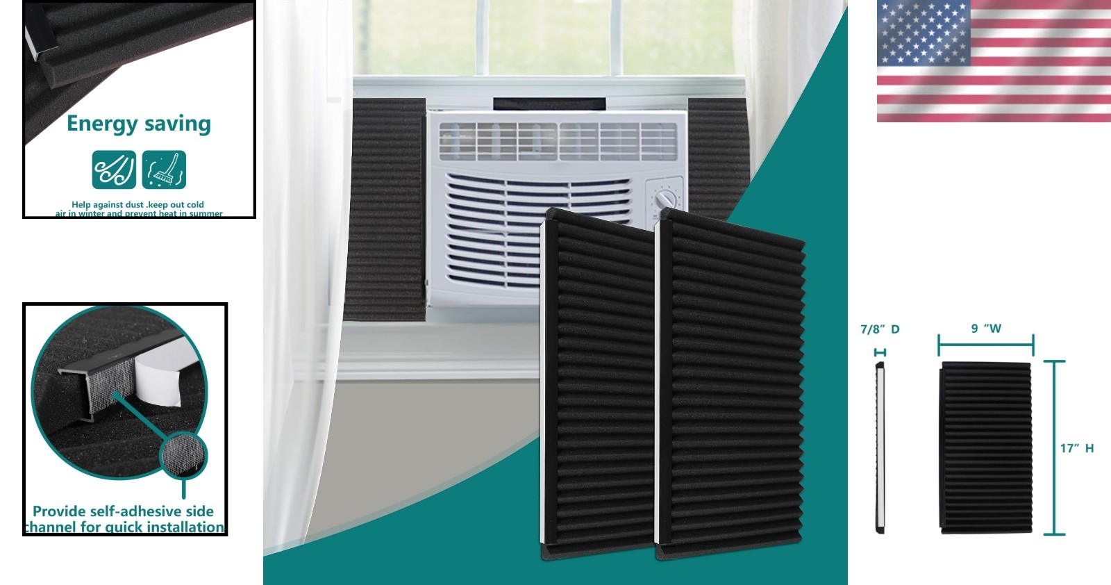 Foam Insulation Panels Kit for Window AC Units – 2 Count, 17x9x0.88 In