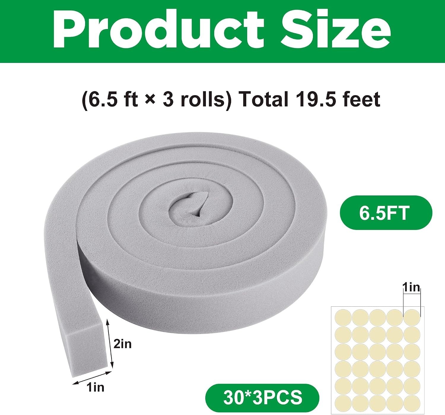 3 PCS Non-Adhesive Foam Tape for AC – 19.5 Ft Energy-Saving Weather Stripping