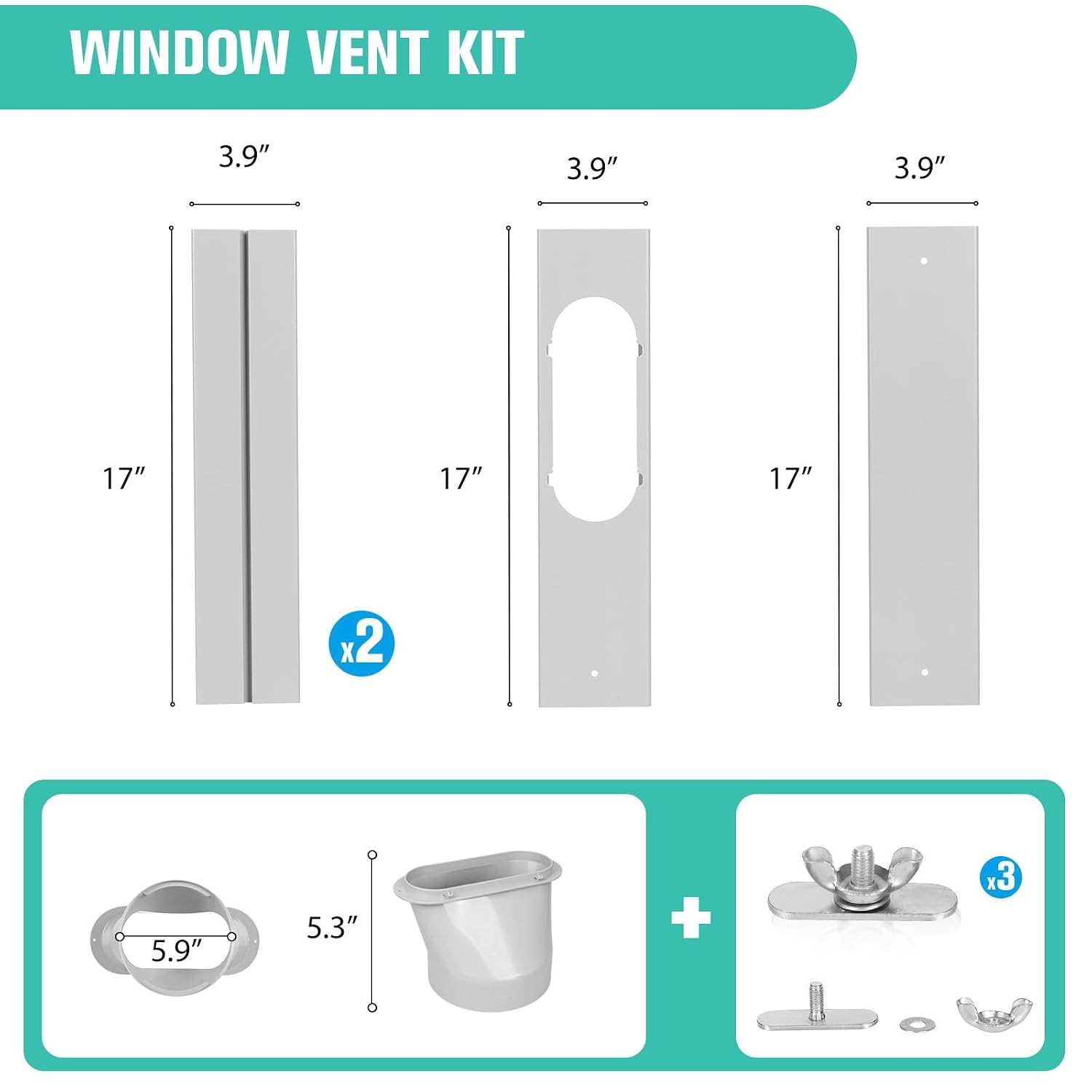 Portable Air Conditioner Window Vent Kit 59″ Exhaust Hose Universal AC Window