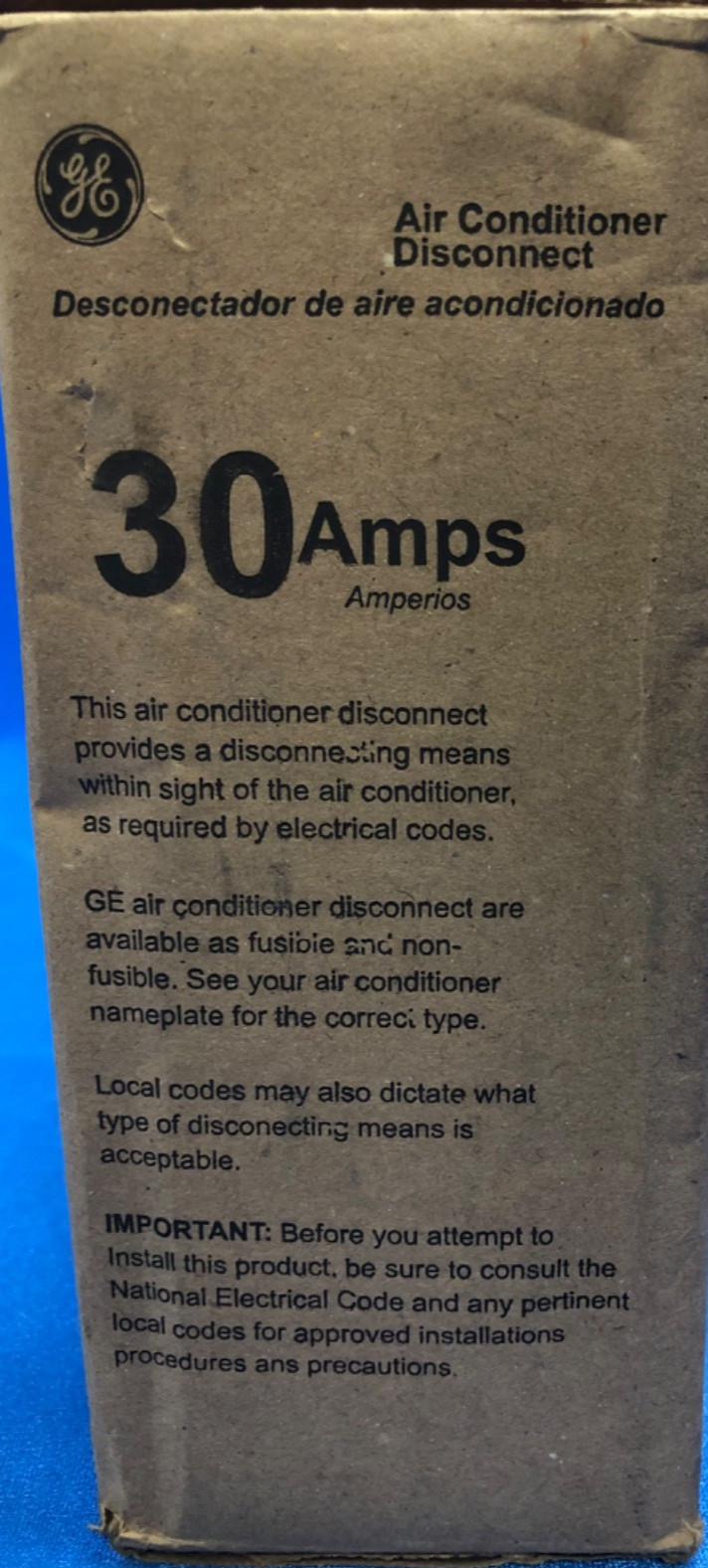 GE 30 Amp Fusible Air Conditioner Disconnect – 120/240V Outdoor – Used -TFN30RCP