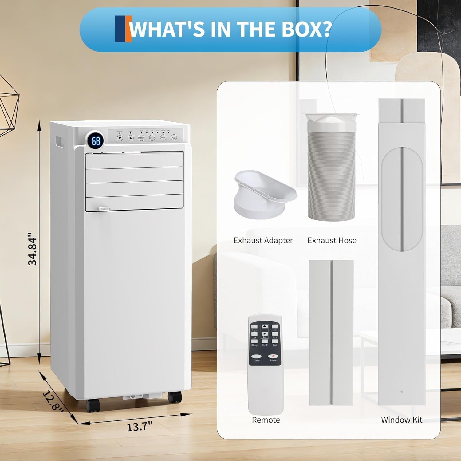 8,000 BTU Portable Air Conditioner Up to 350 sq. ft, 3-in-1 portable AC Unit wit