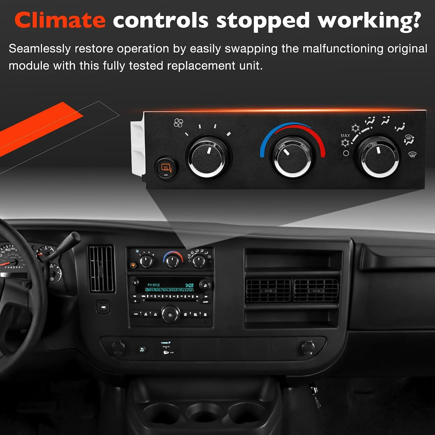 599-294 Front Climate Control Module A/C Heater Air Conditioning Panel, Compatib