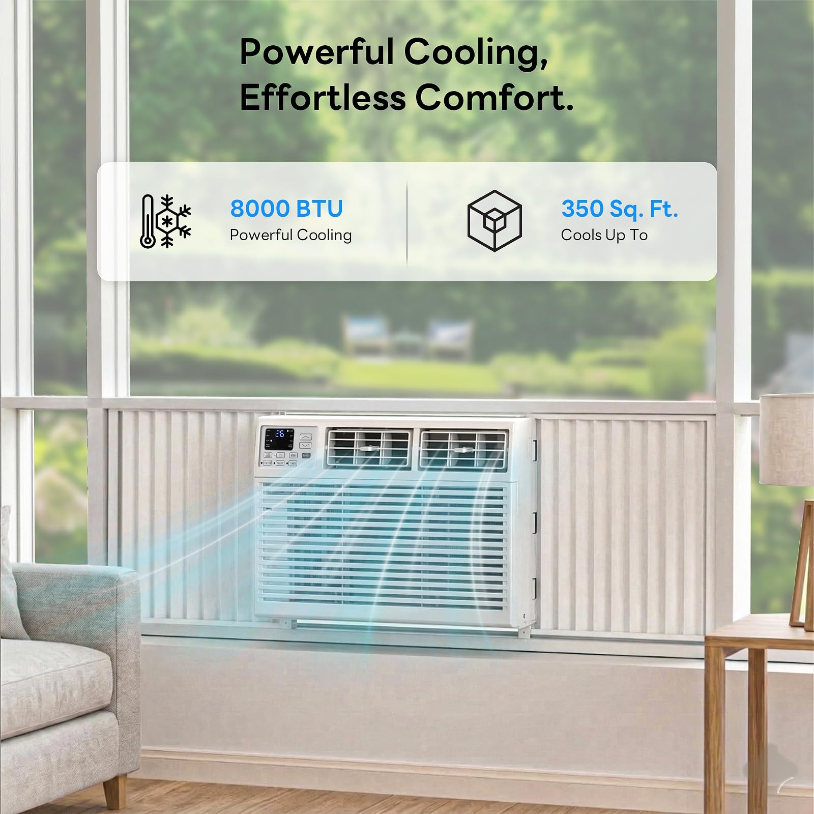 ZAFRO 8000BTU Window Air Conditioner with Remote 350 Sq Ft
