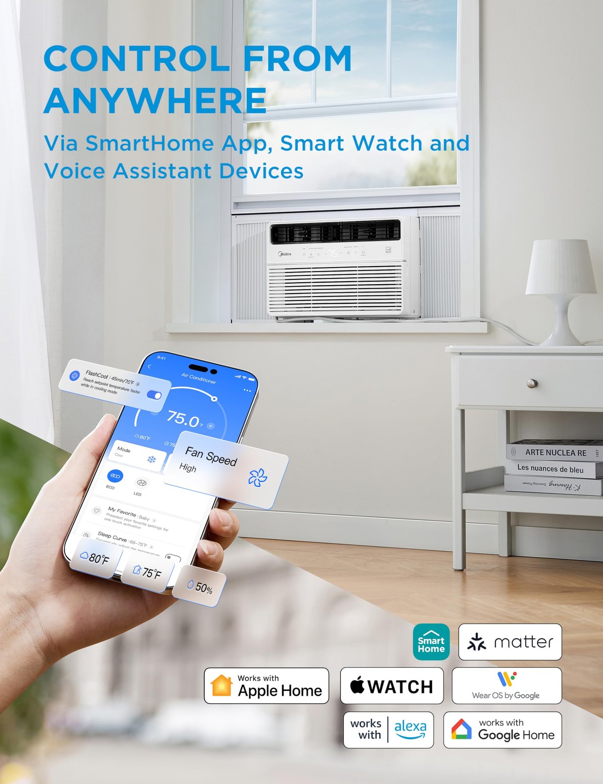 Midea 8,000 BTU Smart Inverter Window Air Conditioner with APP, Alexa Control…