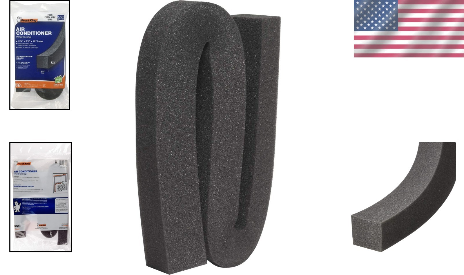Dark Gray Foam Weatherseal Tape – 42” Long, Seals Air for Window AC Units