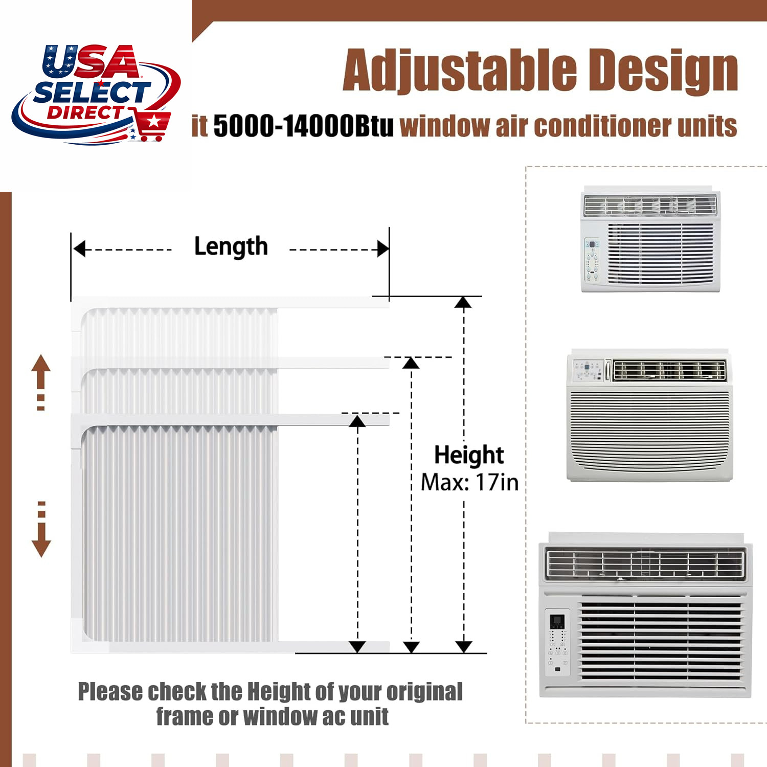 Window Air Conditioner Side Panels Adjustable Frame Seal Kit 5000-14000 BTU