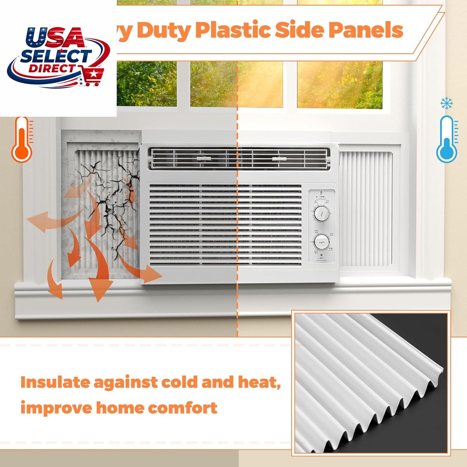 Adjustable Window Air Conditioner Side Panels Kit for 8,000 BTU Units