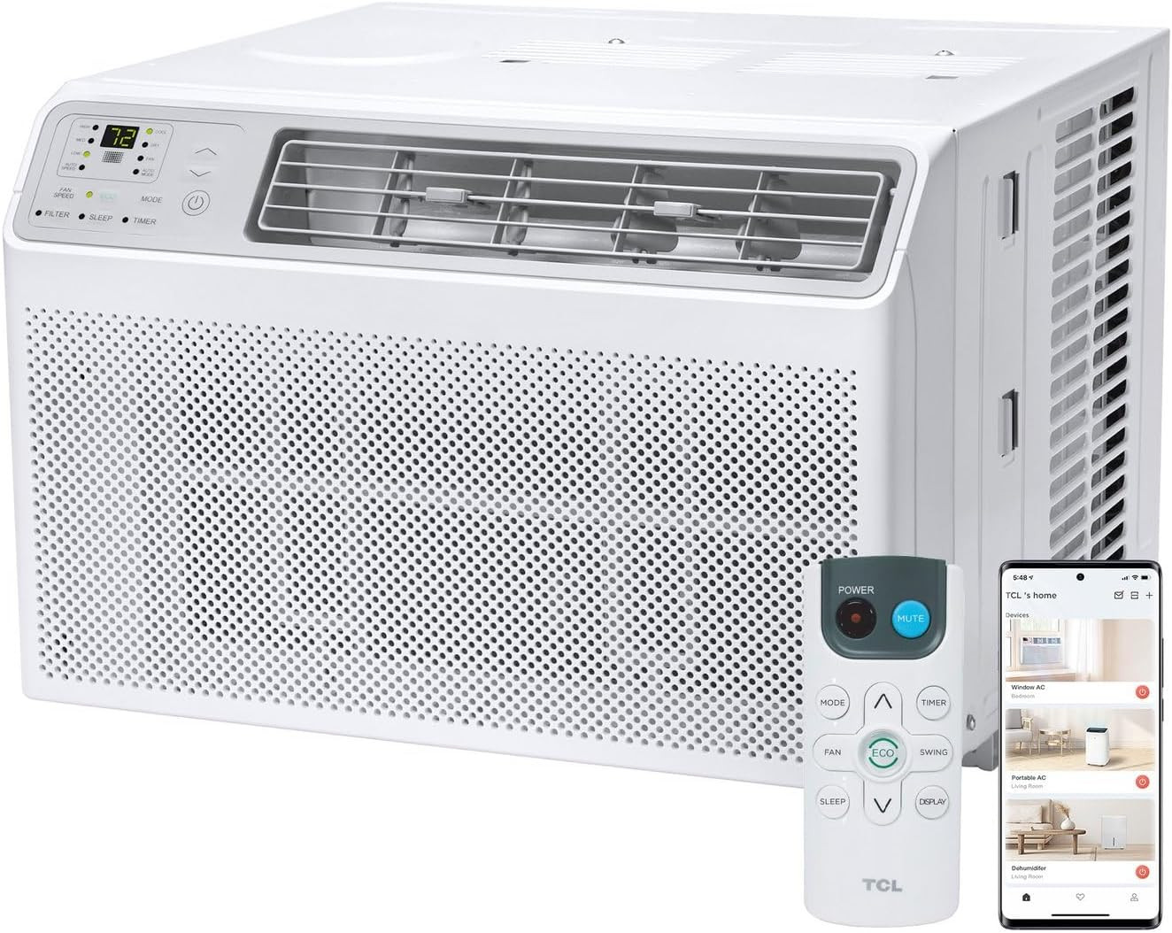 H14W35W 14,000 BTU Smart Window Air Conditioner, AC Unit, Fan & Dehumidifier, 70