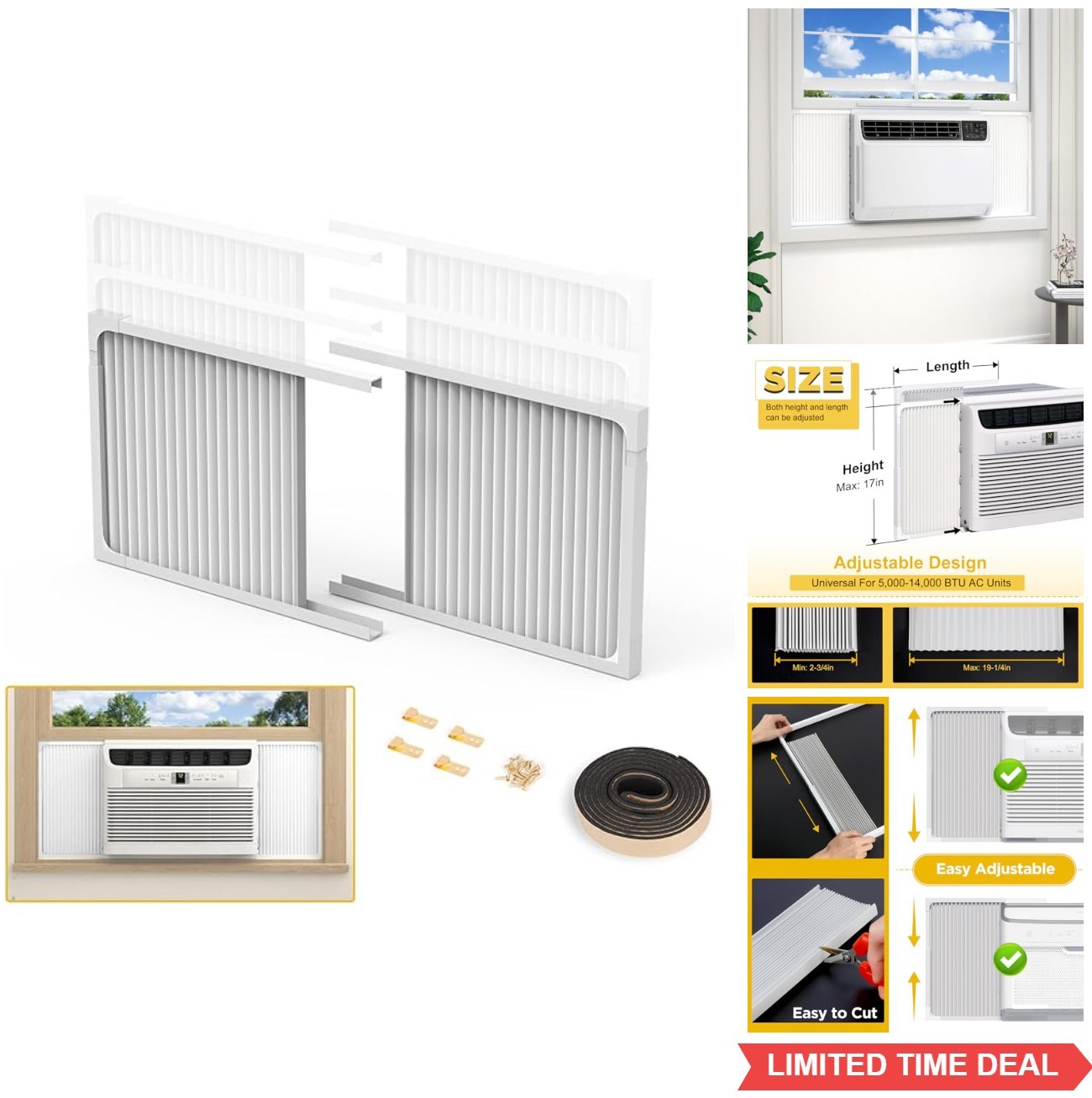 Window Air Conditioner Side Panels with Frame Adjustable Extra Wide 2 Pack