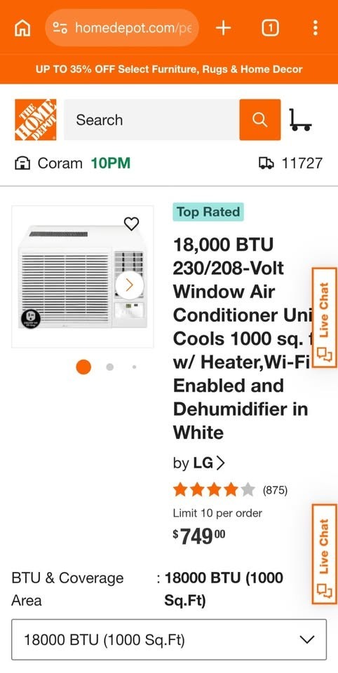 LG LW1823HR 18000 BTU Window AC w/ Heat, Remote, Timer, 230V White – Pickup Only