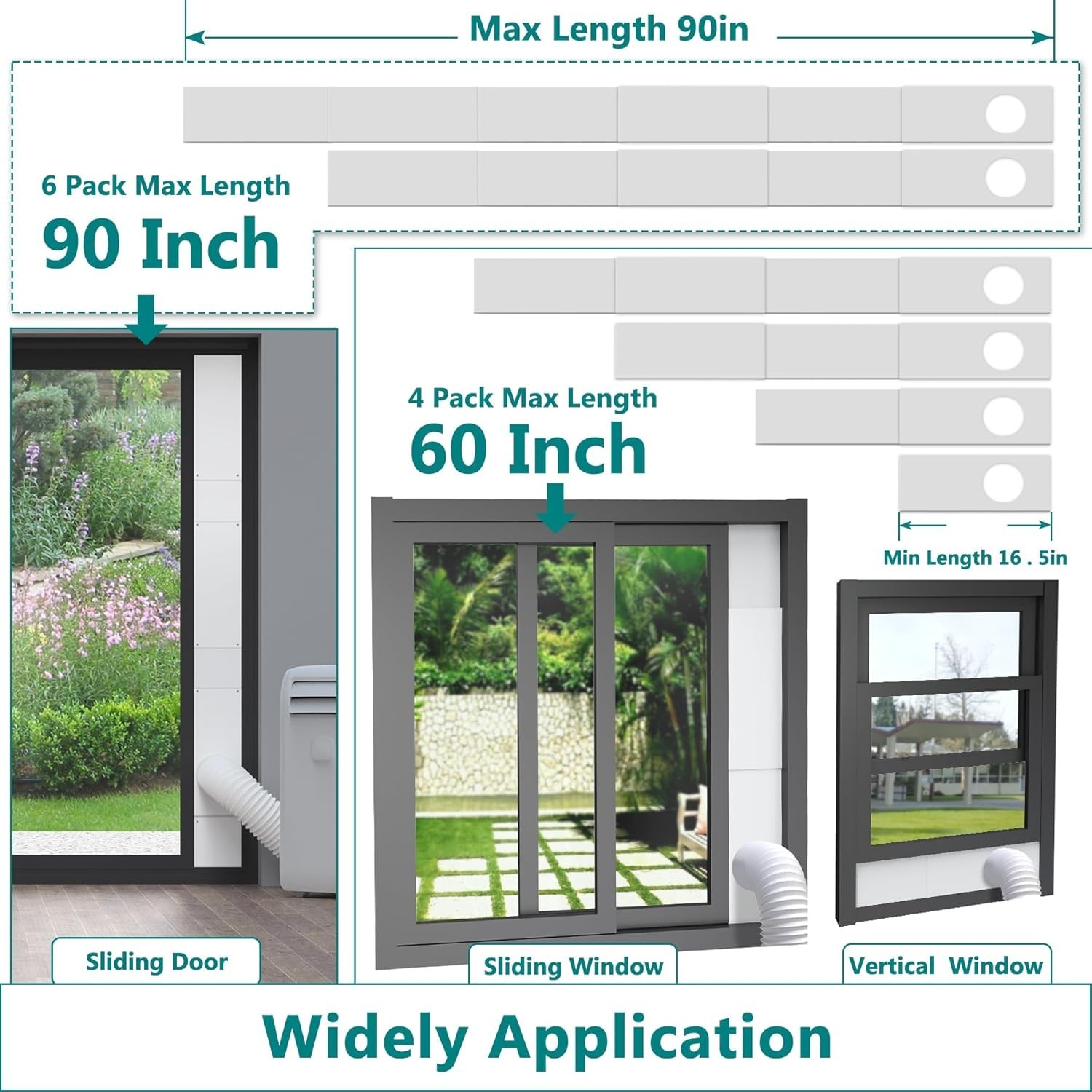 Daisypower Sliding Door Kit for Portable Air Conditioner,Adjustable Seal Panels