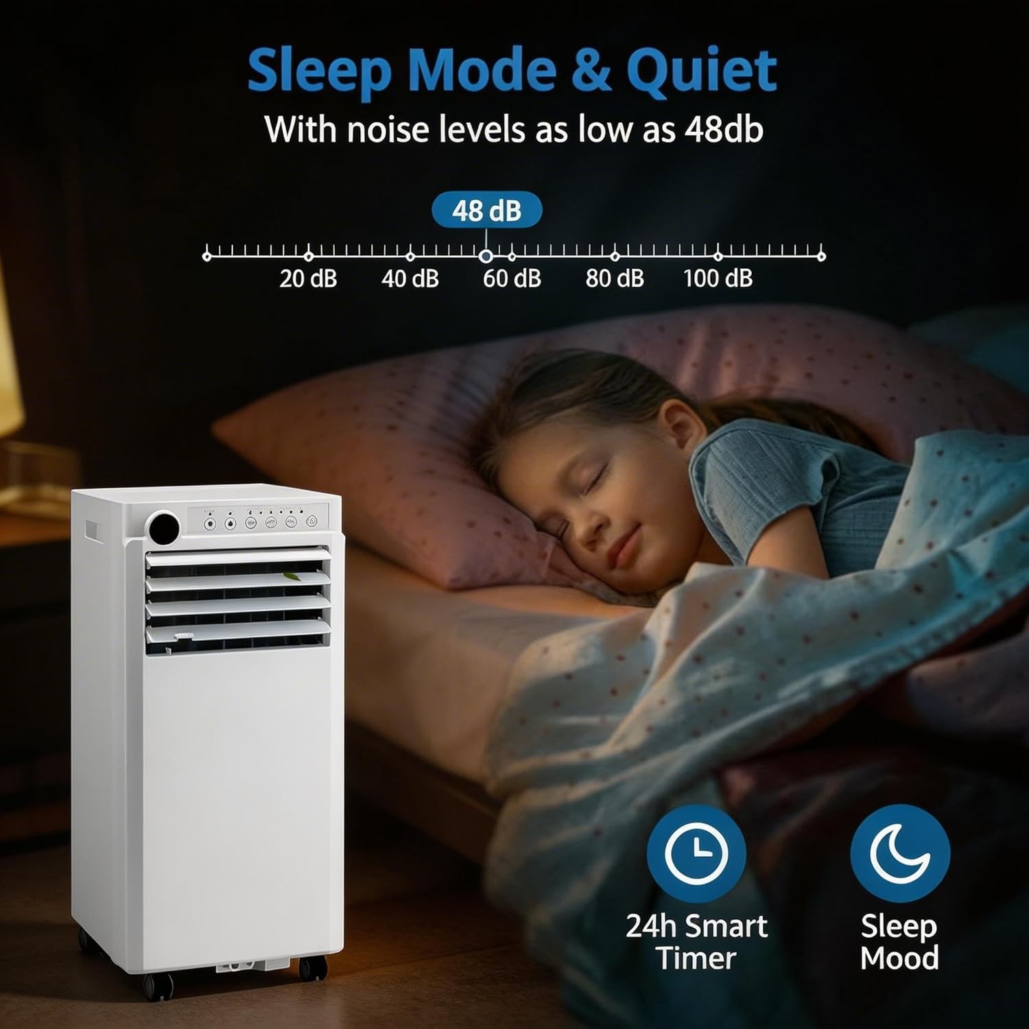 8,000 BTU Portable Air Conditioner Up to 350 sq. ft, 3-in-1 portable AC Unit wit