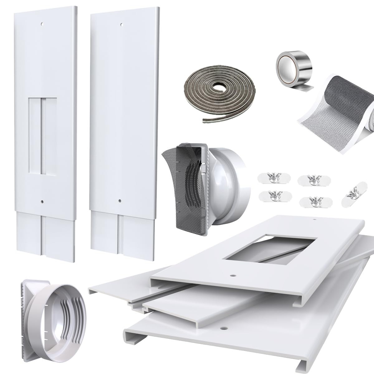 105″ Sliding Door AC Vent Kit for Dual Hose Portable Air Conditioner – Energy Ef