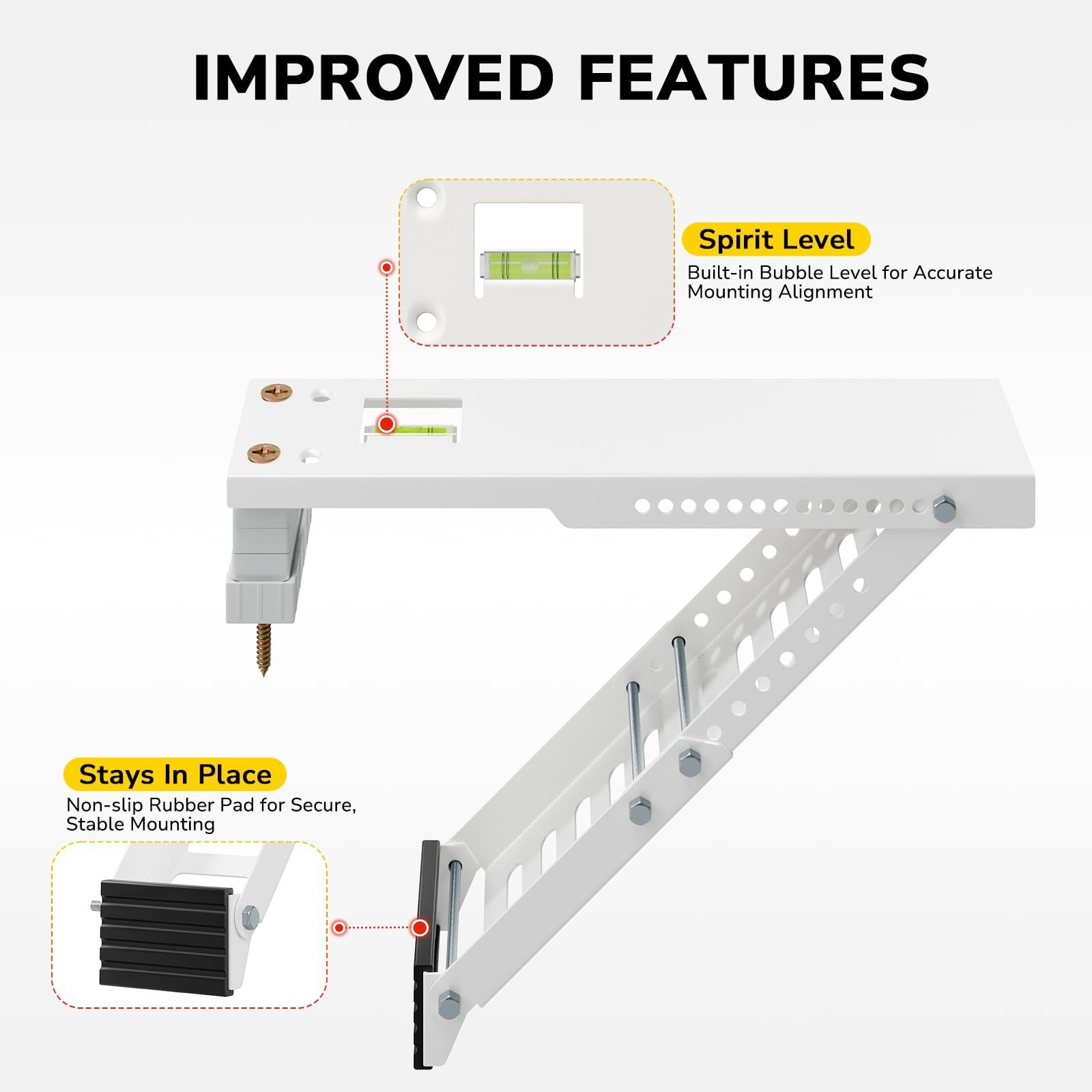 Heavy Duty Window AC Support Bracket, Universal for 5,000-12,000 BTU Units, Adju