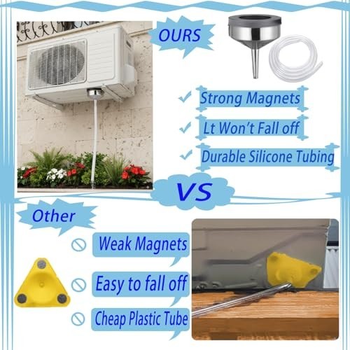 Universal 6Ft Magnetic Window AC Drain Kit – Portable Hose for Air Conditioners