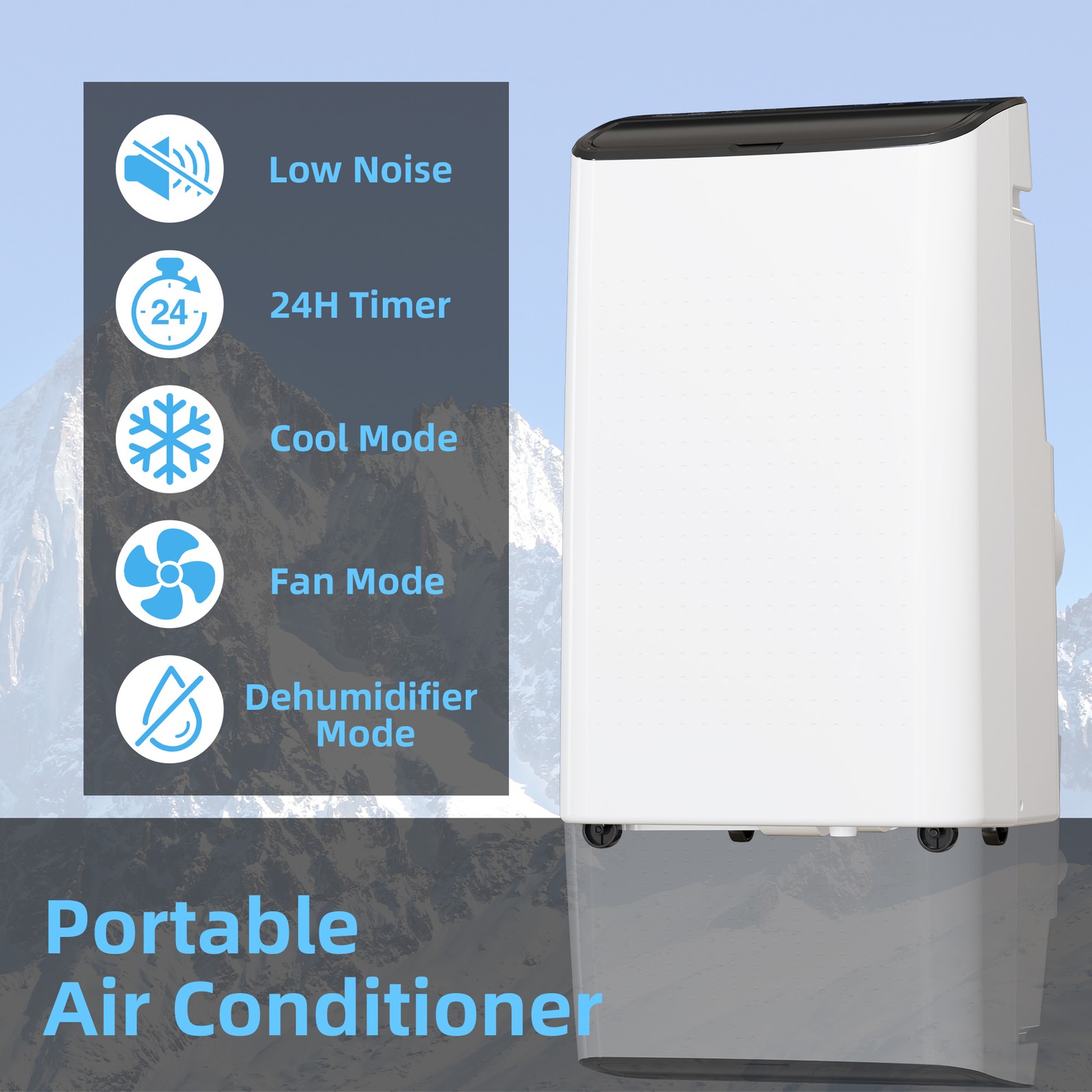 14000 BTU Portable Air Conditioner Ceer 7.7,48dB,Remote Control,1115W 750 Sq.Ft