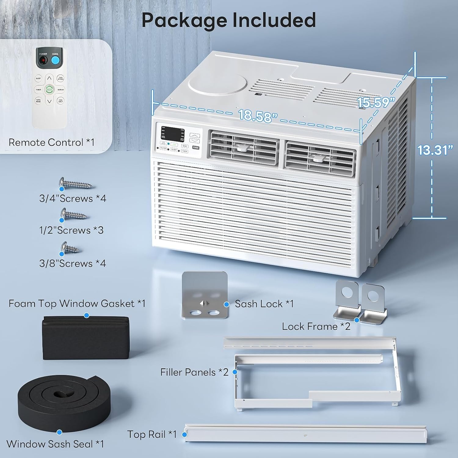 8000 BTU Window Air Conditioner w/ Remote – Fast Cooling