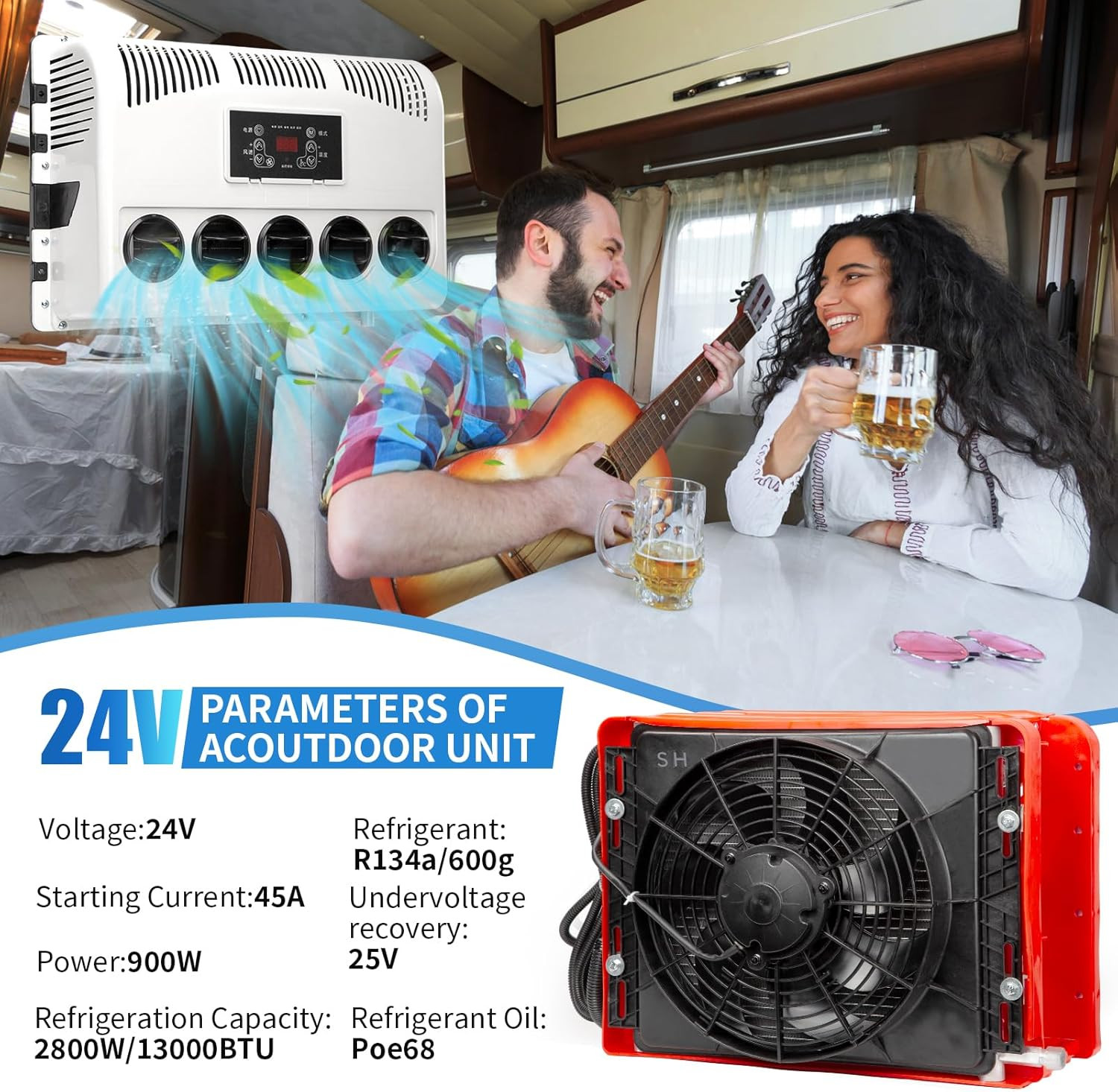 12V Split Air Conditioner 9000BTU for RVs, Trucks, and Camping Vehicles