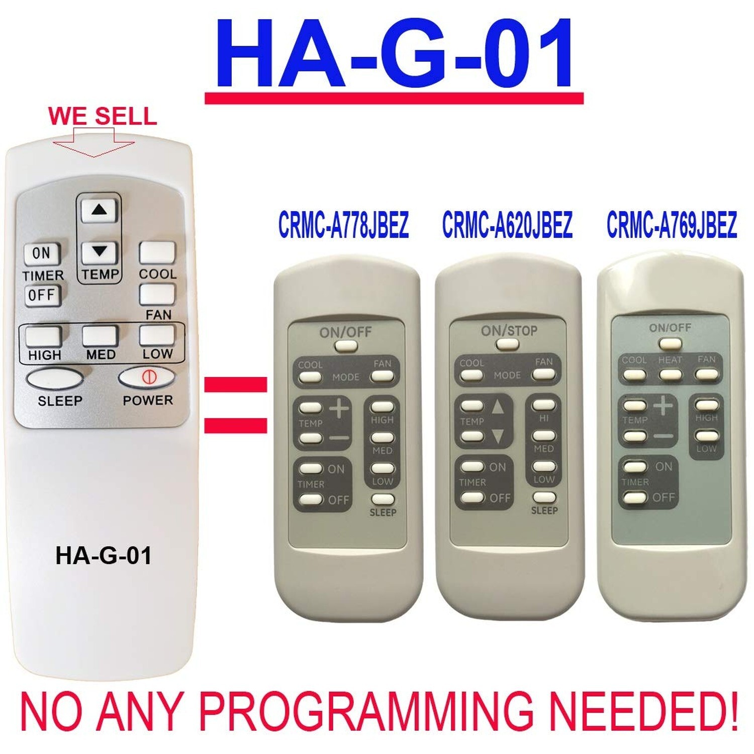 Replacement for GE Window Air Conditioner Remote Control (HA-G-01) Ha-g-01