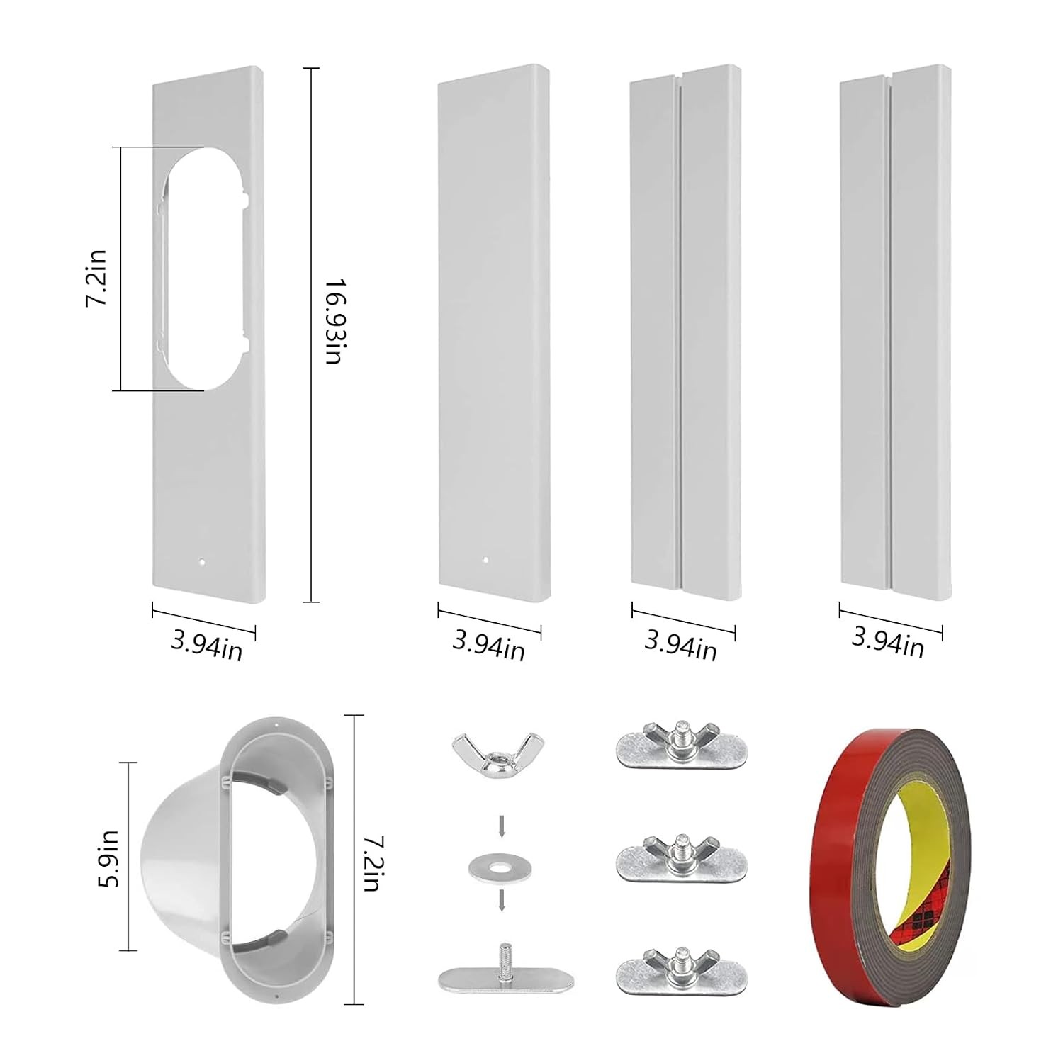 Portable Air Conditioner Window Vent Kit with 59″ Length Hose Adjustable Portabl