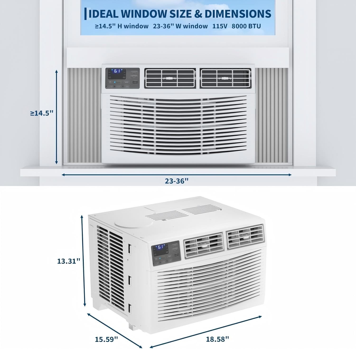8000 BTU Window Air Conditioner Cools Up to 350 Sq. Ft. with Remote Control