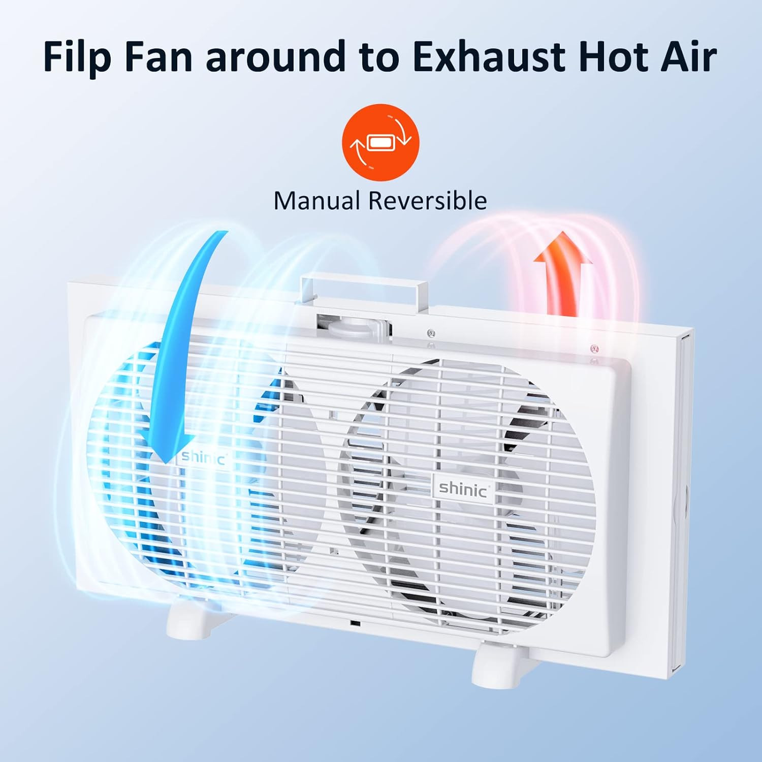 9″ Dual Window Fan,Powerful Cooling,Easy Control,Fits 22″-33″ | Twin Window Fan
