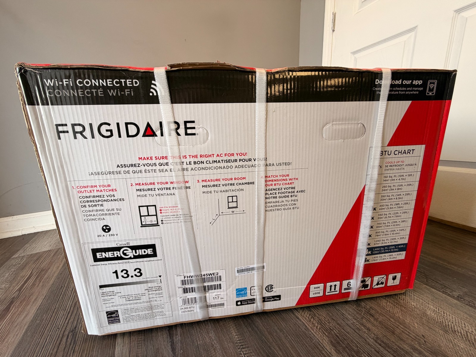 Frigidaire 24000 BTU 230V Inverter Window Air Conditioner Wi-Fi Cools 1400 Sq Ft
