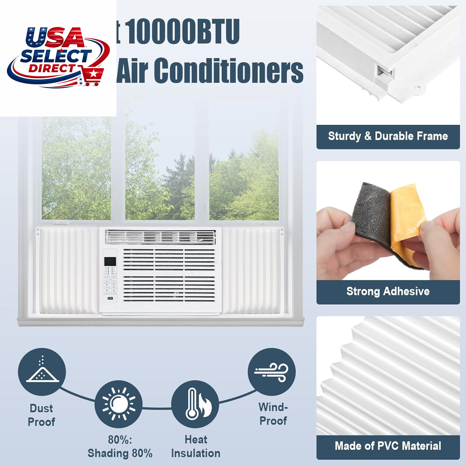Adjustable AC Insulation Side Panels for 10000 BTU Window Units